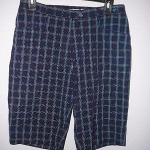 Green Lamb Women's Navy Blue Plaid Golf Shorts-Size US 8, UK 12, EU 38